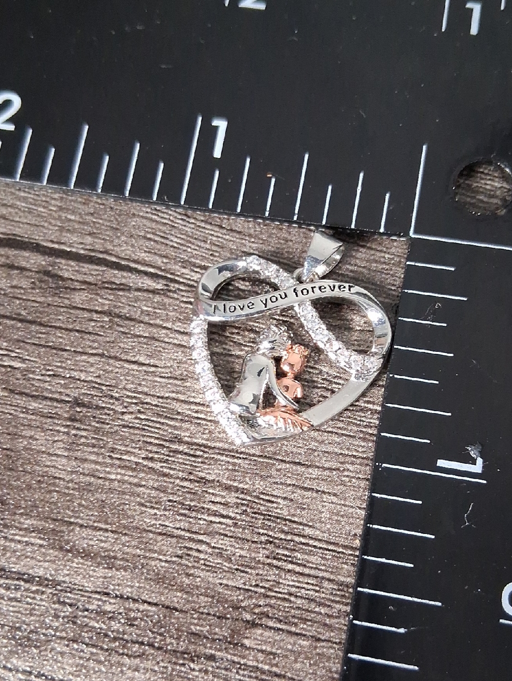 I Love You Forever Heart Pendant Necklace - Silver & Rose P409 Sterling - Picture 2 of 2